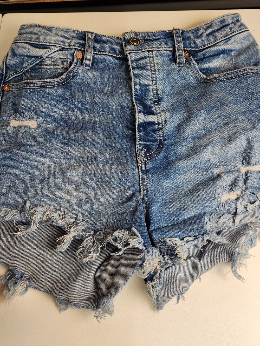 We The Free Denim High-Rise Distressed Women’s Shorts - Light Blue Button-Fly